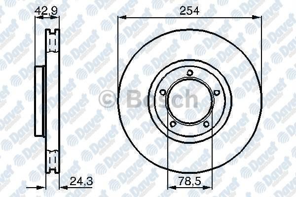 BOSCH 0986478160 Fren Diski On Havali 254mm Ford Transit T12 (91-00)